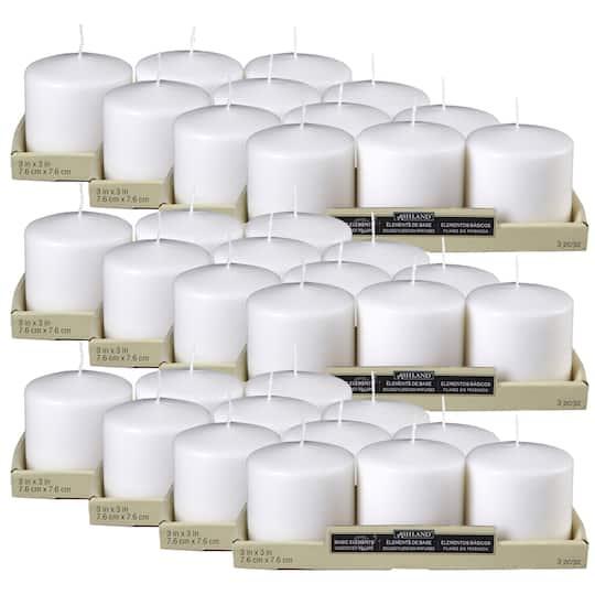 12 Packs: 3 ct. (36 total) Basic Elements™ White Pillar Candles by Ashland®